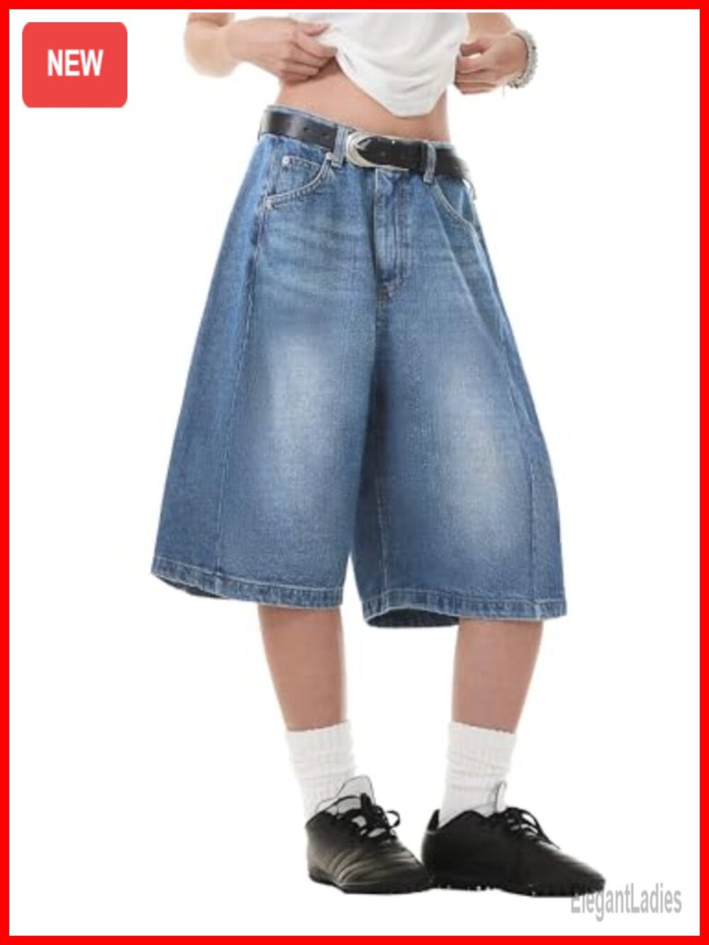Baggy Wide Leg Bermuda Denim Jean Shorts High Waisted Y2K Grunge